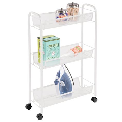 mDesign Steel Rolling Utility Cart Storage Organizer Trolley with 